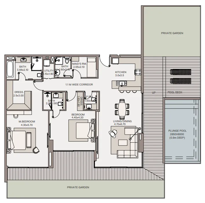 Haven Living — планировка 2 BR Type A