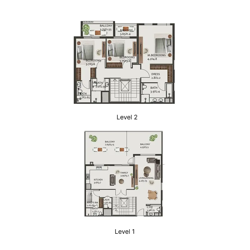 Hillside Residences — планировка 3 BR Dup