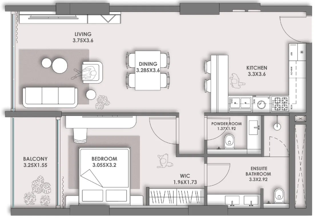 HOLM One — планировка 1 BR Type 2A