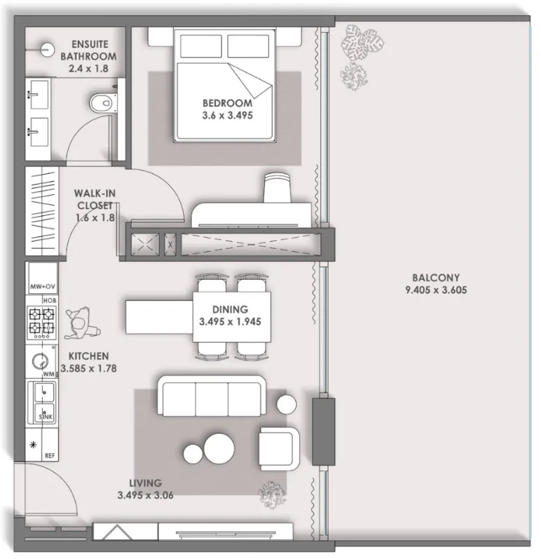 HOLM One — планировка 1 BR Type 3