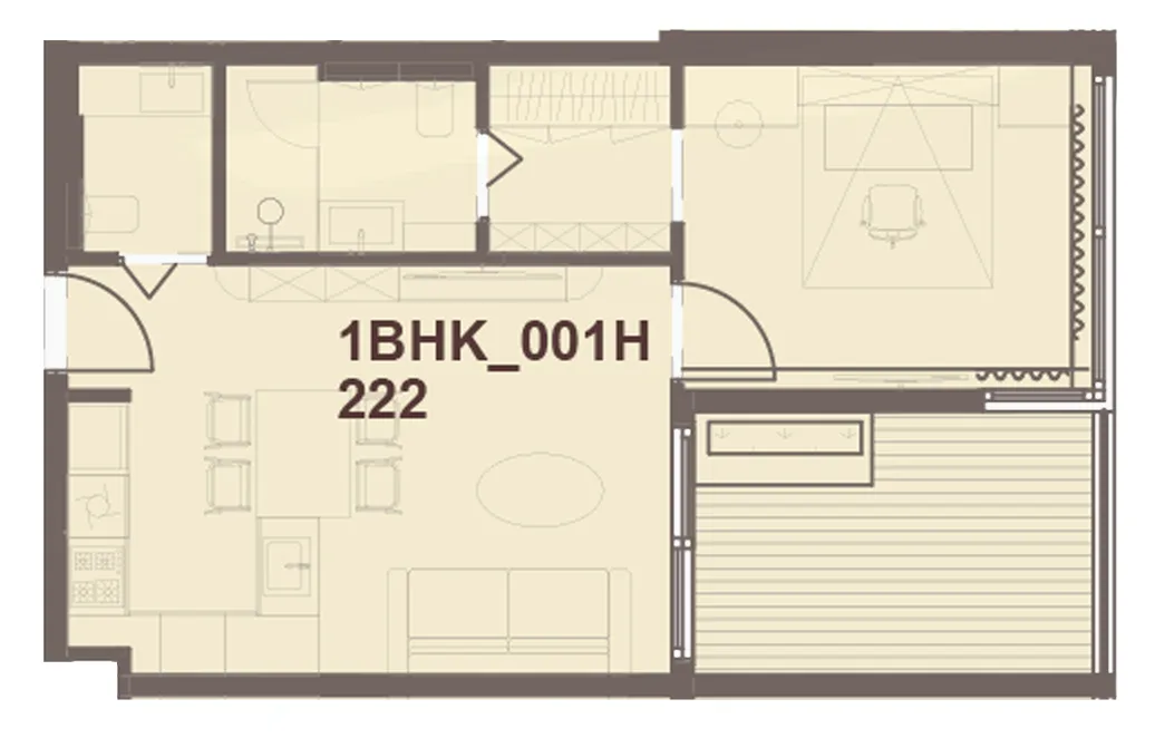 J-Haus Residence — планировка 1BR Type 001H
