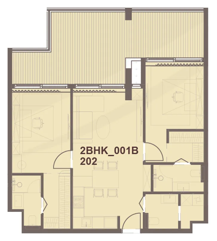 J-Haus Residence — планировка 2BR Type 001B