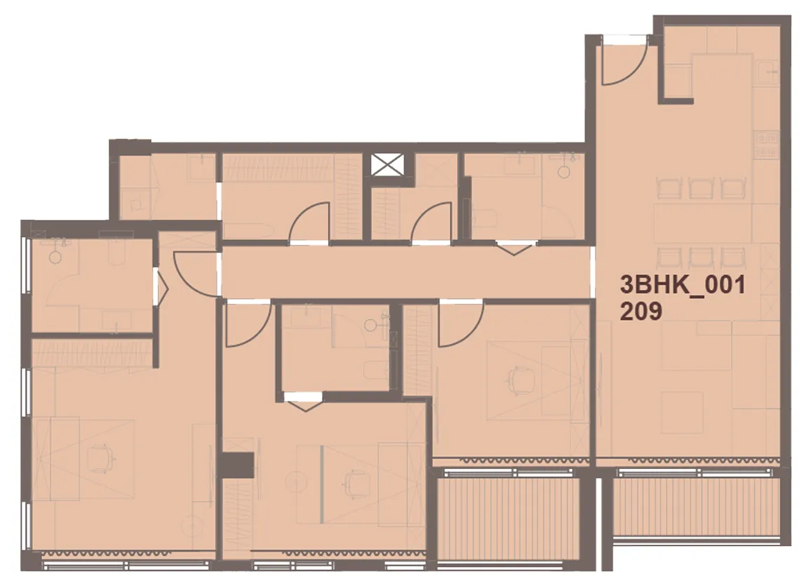 J-Haus Residence — планировка 3BR Type 001
