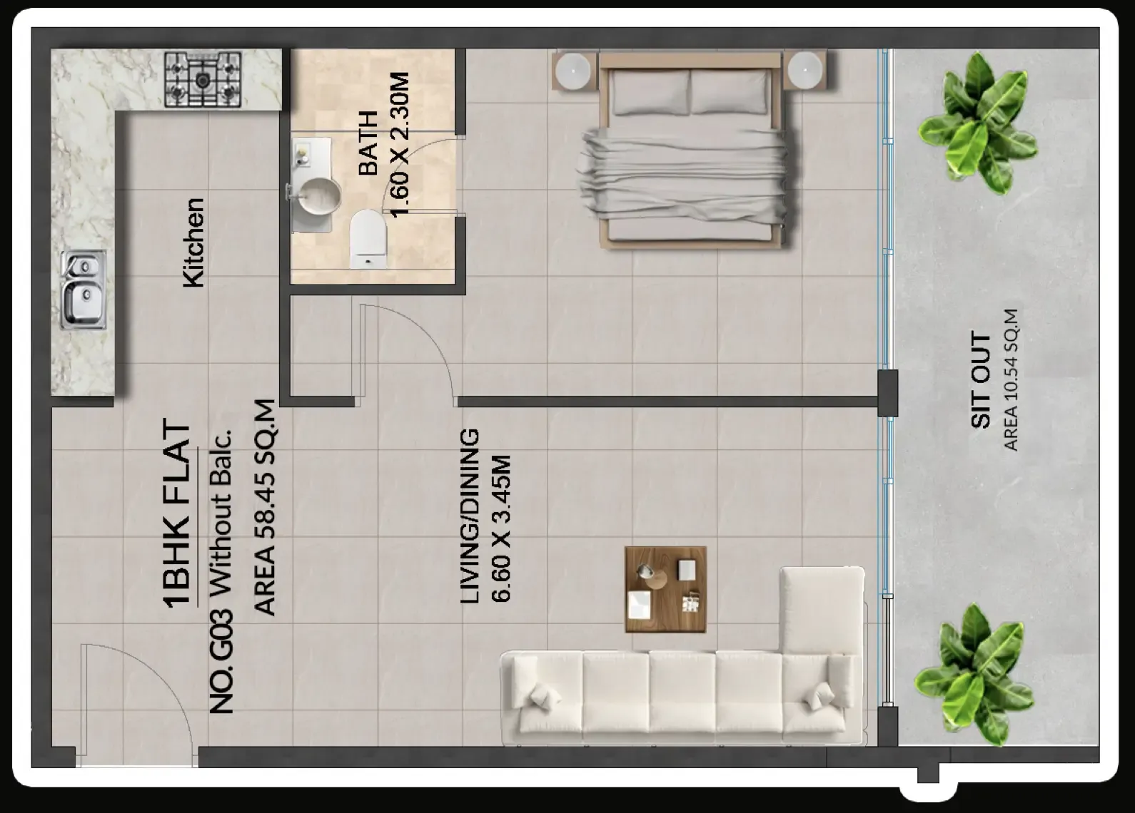 Lincoln Star Residence 4 — планировка 1 BR Type A