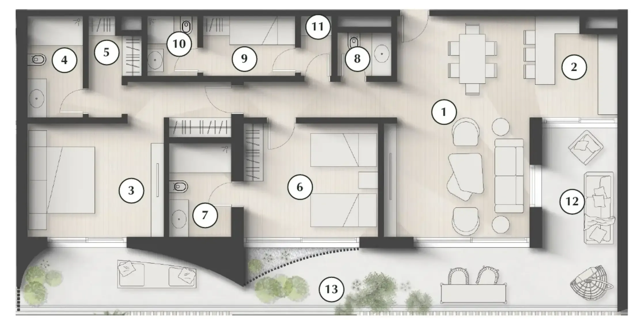 Lunaya Terraces — планировка 2 BR Type AA