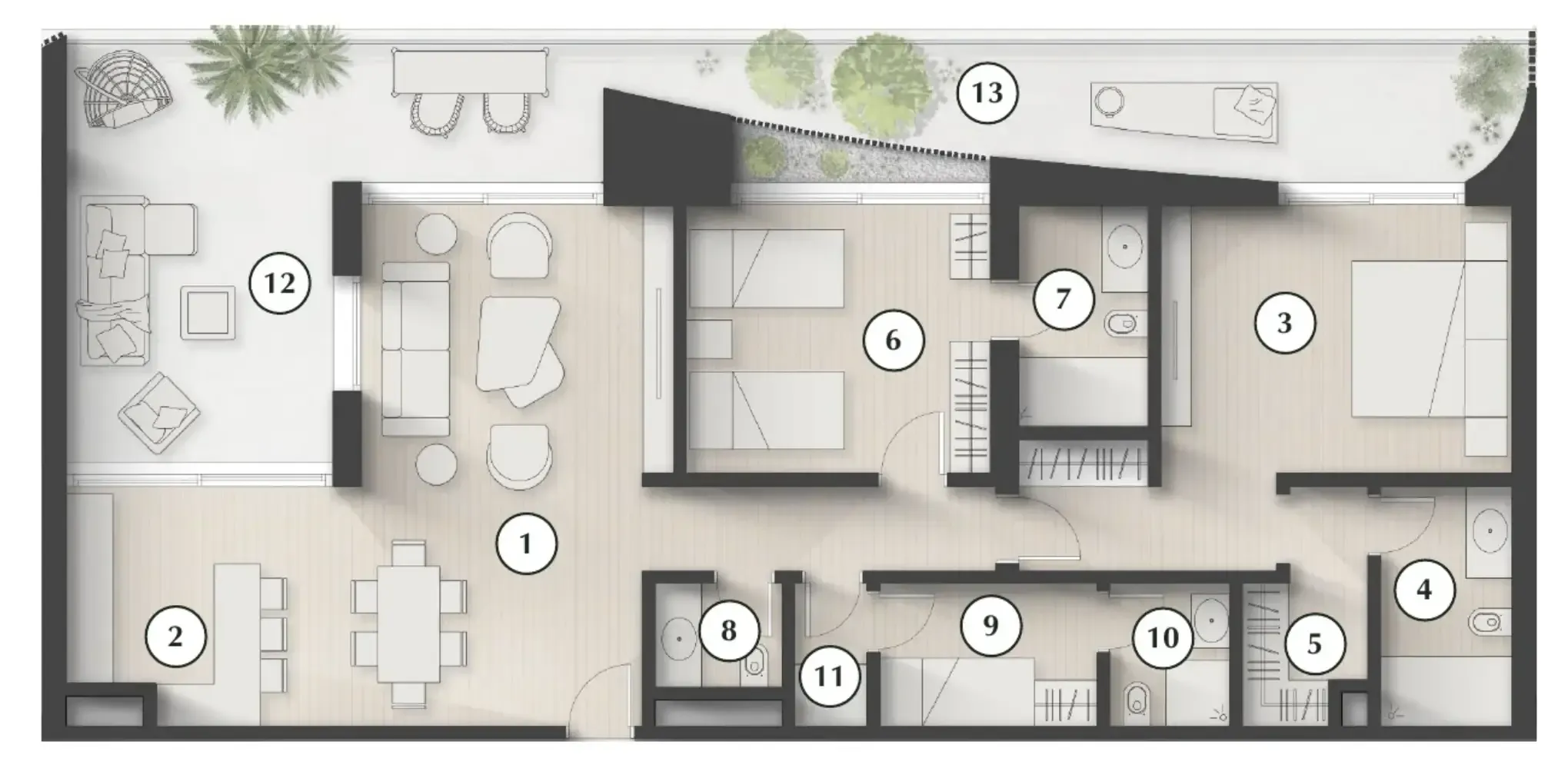 Lunaya Terraces — планировка 2 BR Type AB