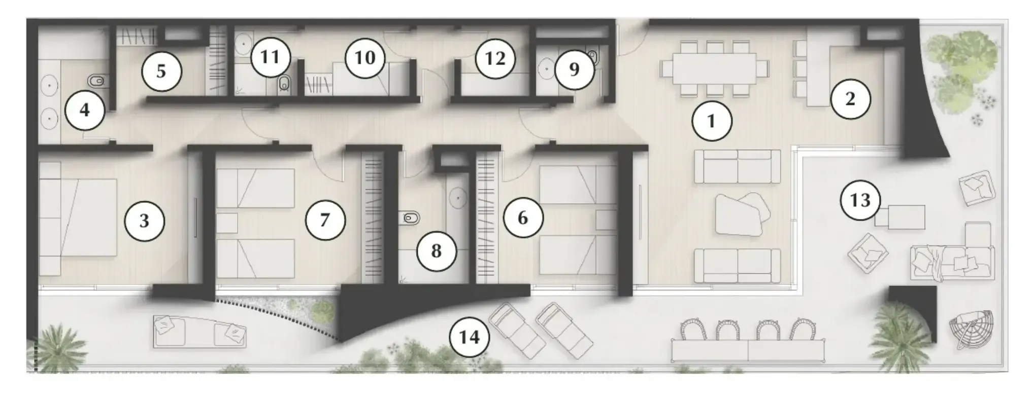 Lunaya Terraces — планировка 3 BR Type AA