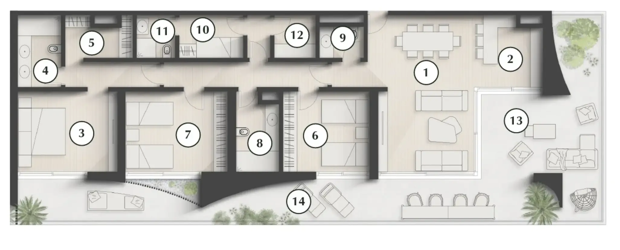 Lunaya Terraces — планировка 3 BR Type AB