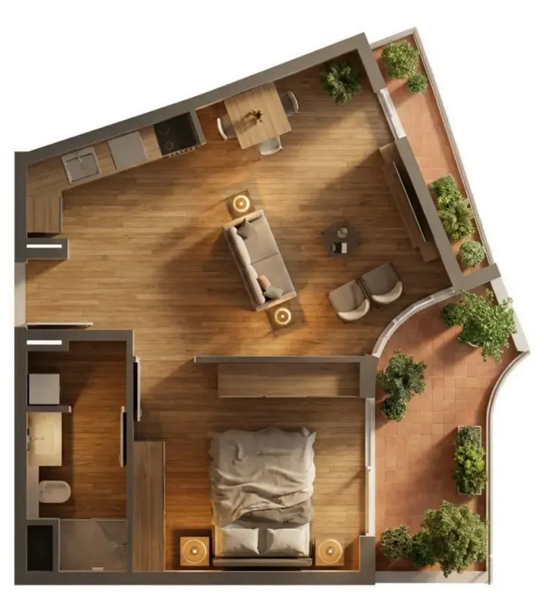 Manarina by Zenith — планировка 1 BR Type A