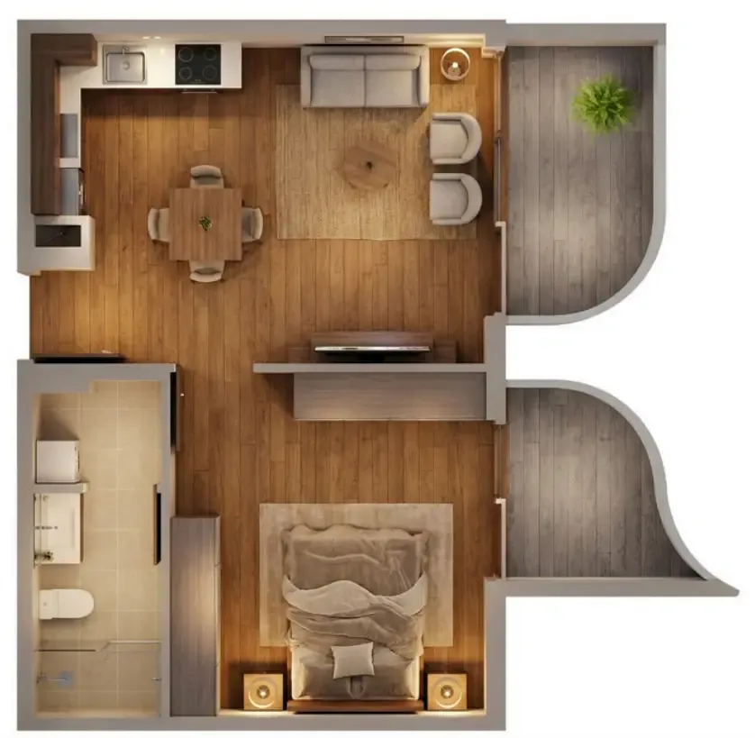 Manarina by Zenith — планировка 1 BR Type B