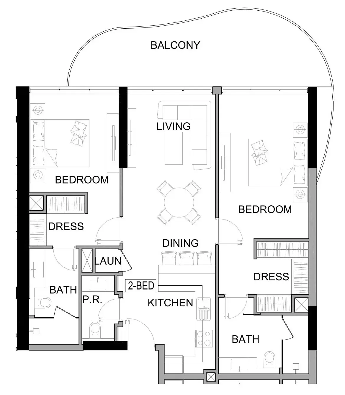 Damac Lagoons Views Phase 3 — планировка 2 BR Type B