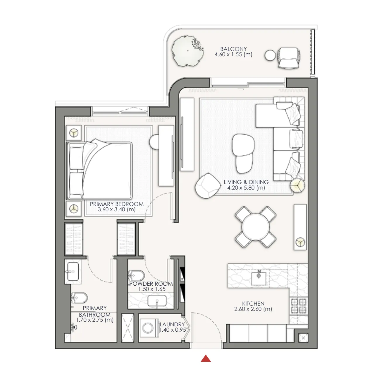 Palm Central Private Residences Phase 2 — планировка 1 спальня