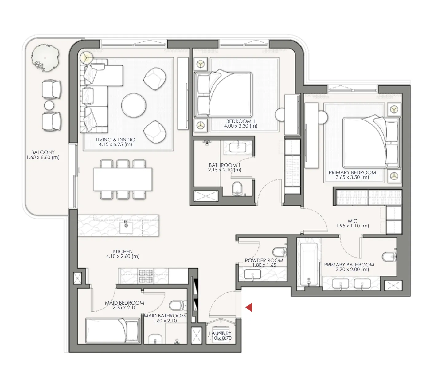 Palm Central Private Residences Phase 2 — планировка 2.5br