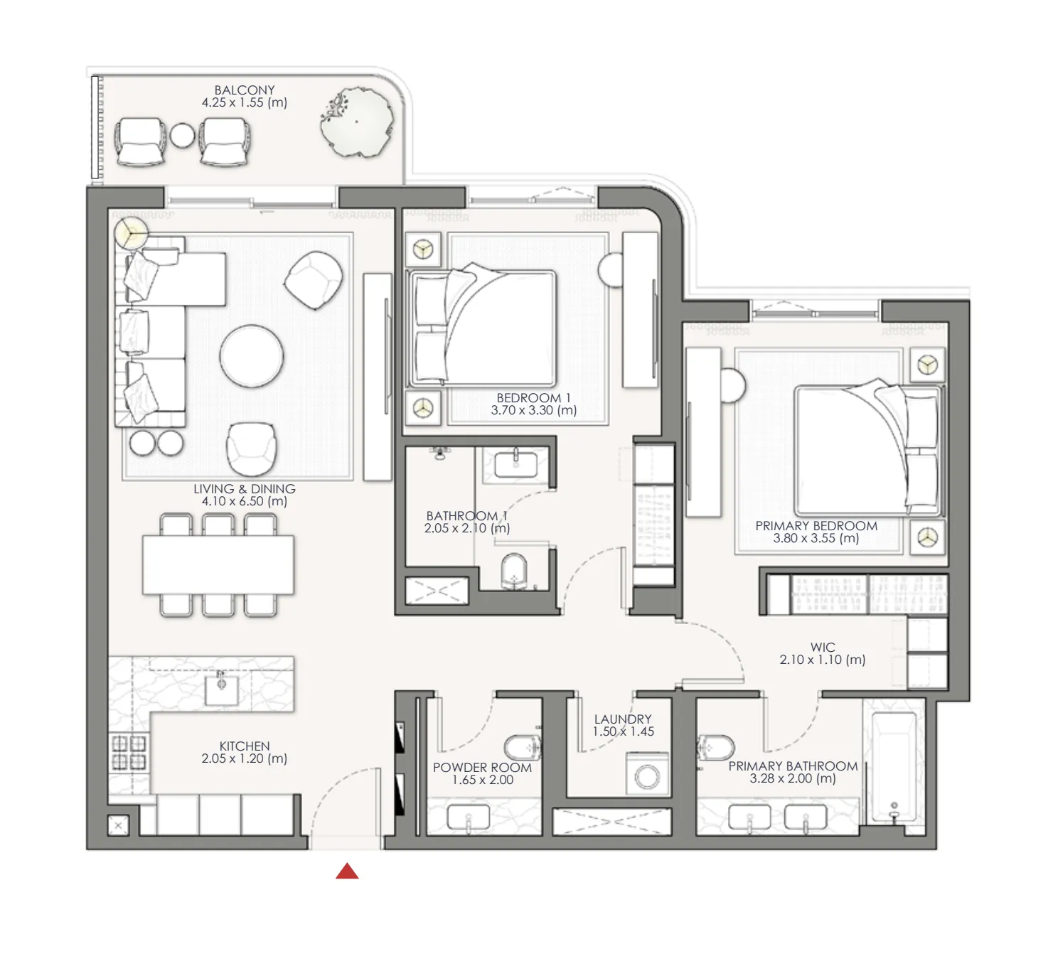 Palm Central Private Residences Phase 2 — планировка 2 спальни