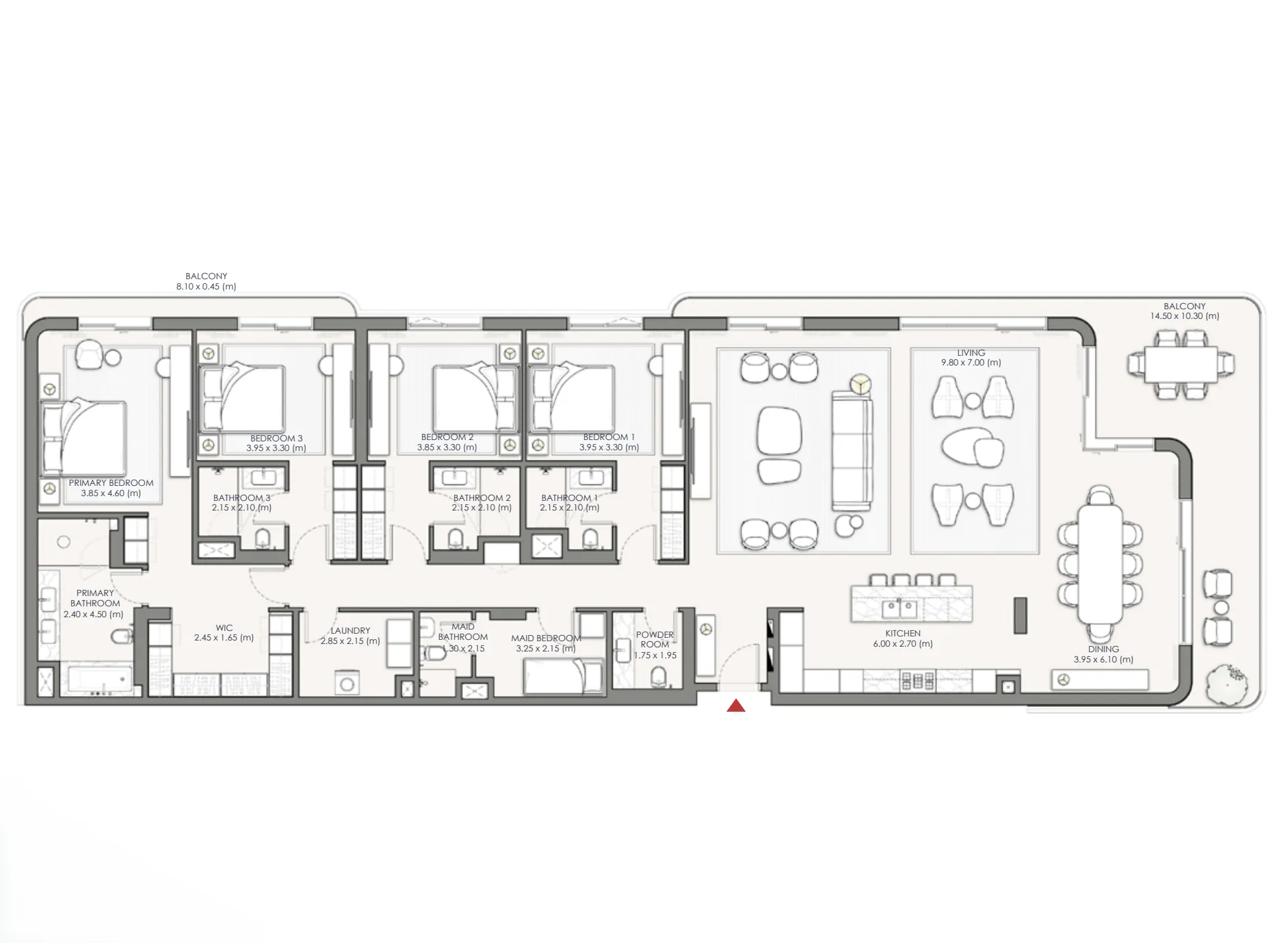 Palm Central Private Residences Phase 2 — планировка 4 спальни