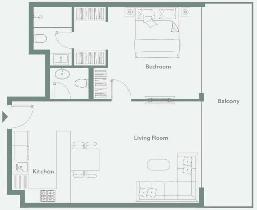 Luma Park Views — планировка 1 BR Type A