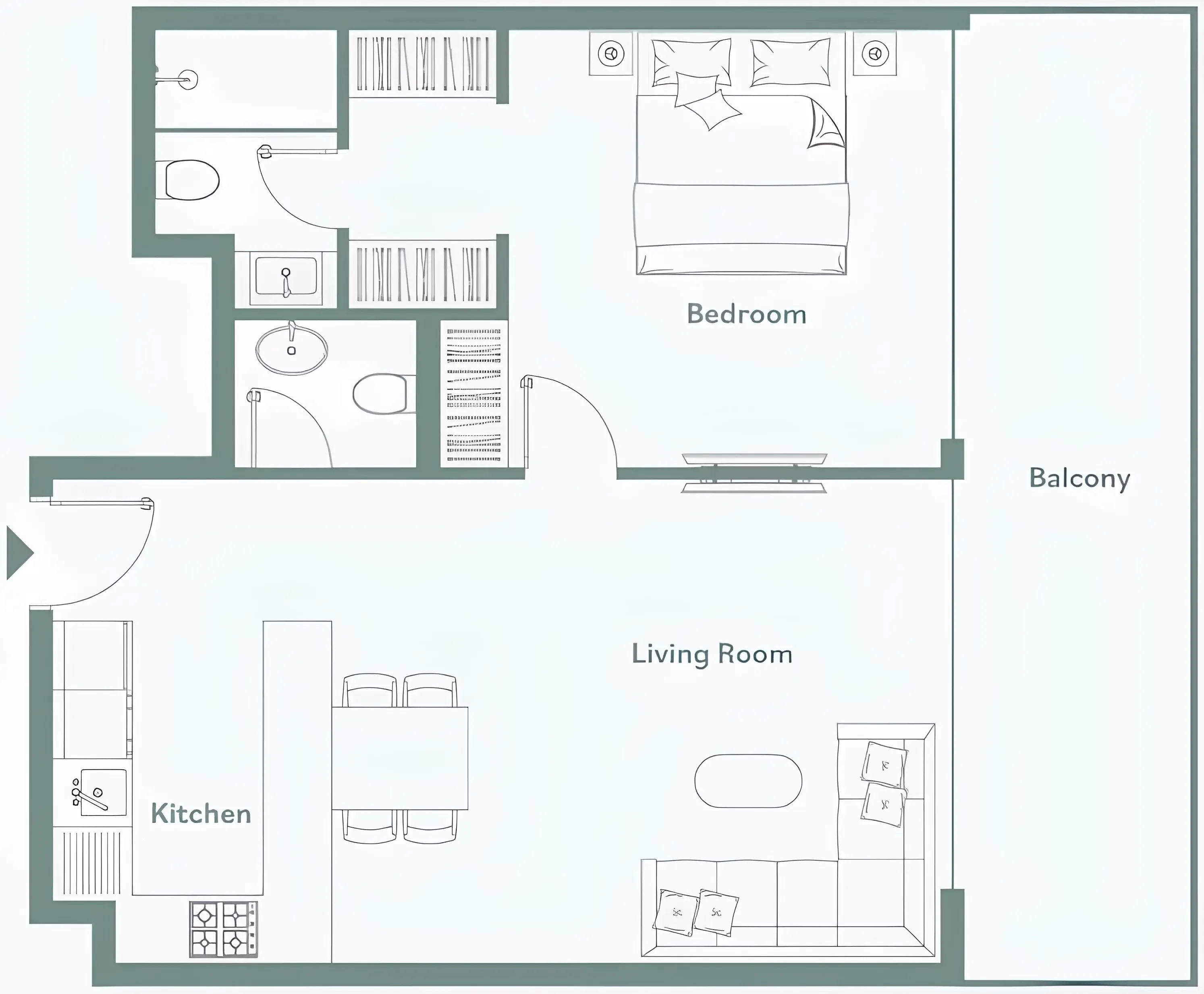 Luma Park Views — планировка 1 BR Type B