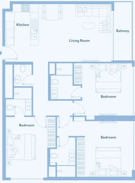 Luma Park Views — планировка 3 BR Type A