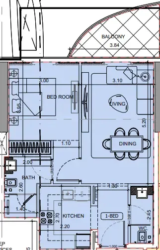 Project Maybach — планировка 1 BR Type B