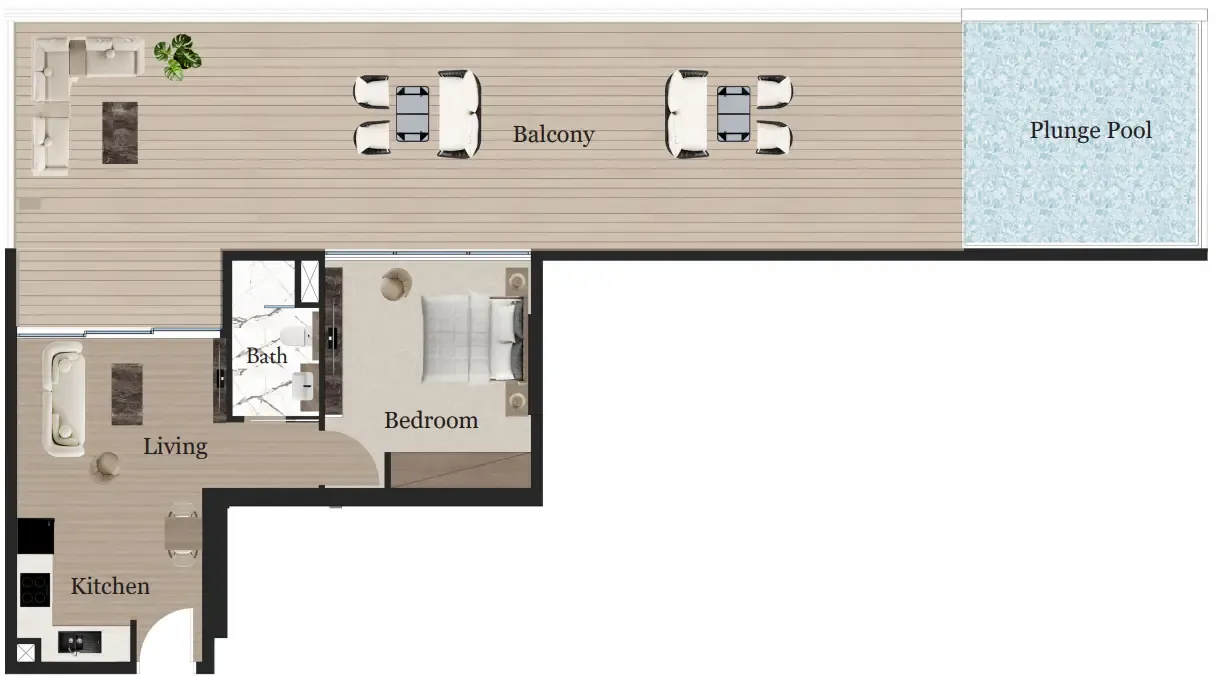 Rijas Majan — планировка 1 BR Type A