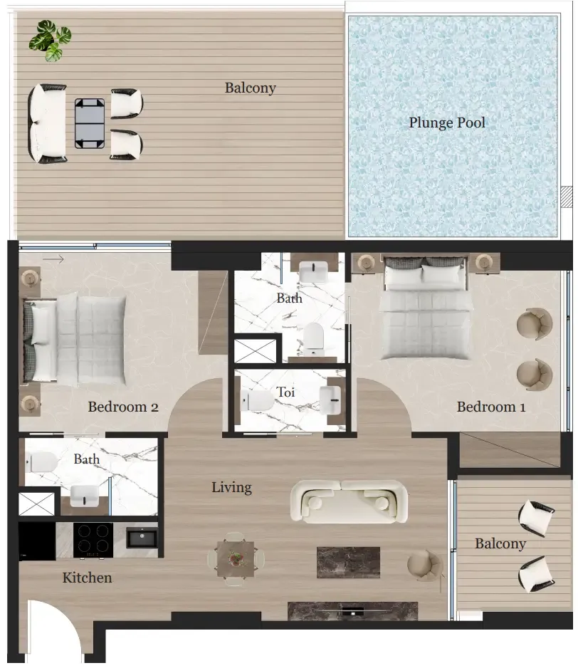 Rijas Majan — планировка 2 BR Type A