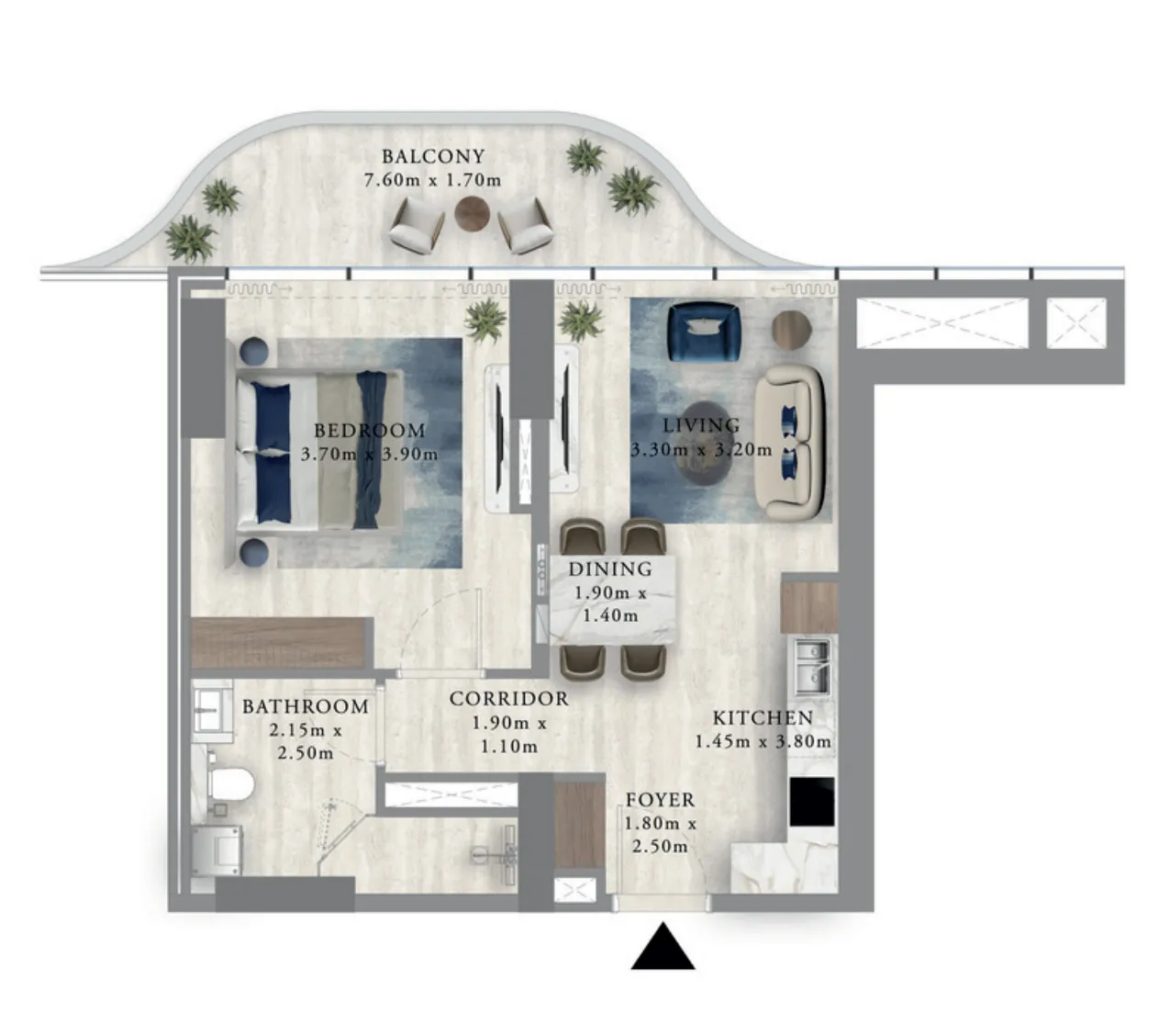 Royal Yacht Club Residence — планировка 1 BR Type 5