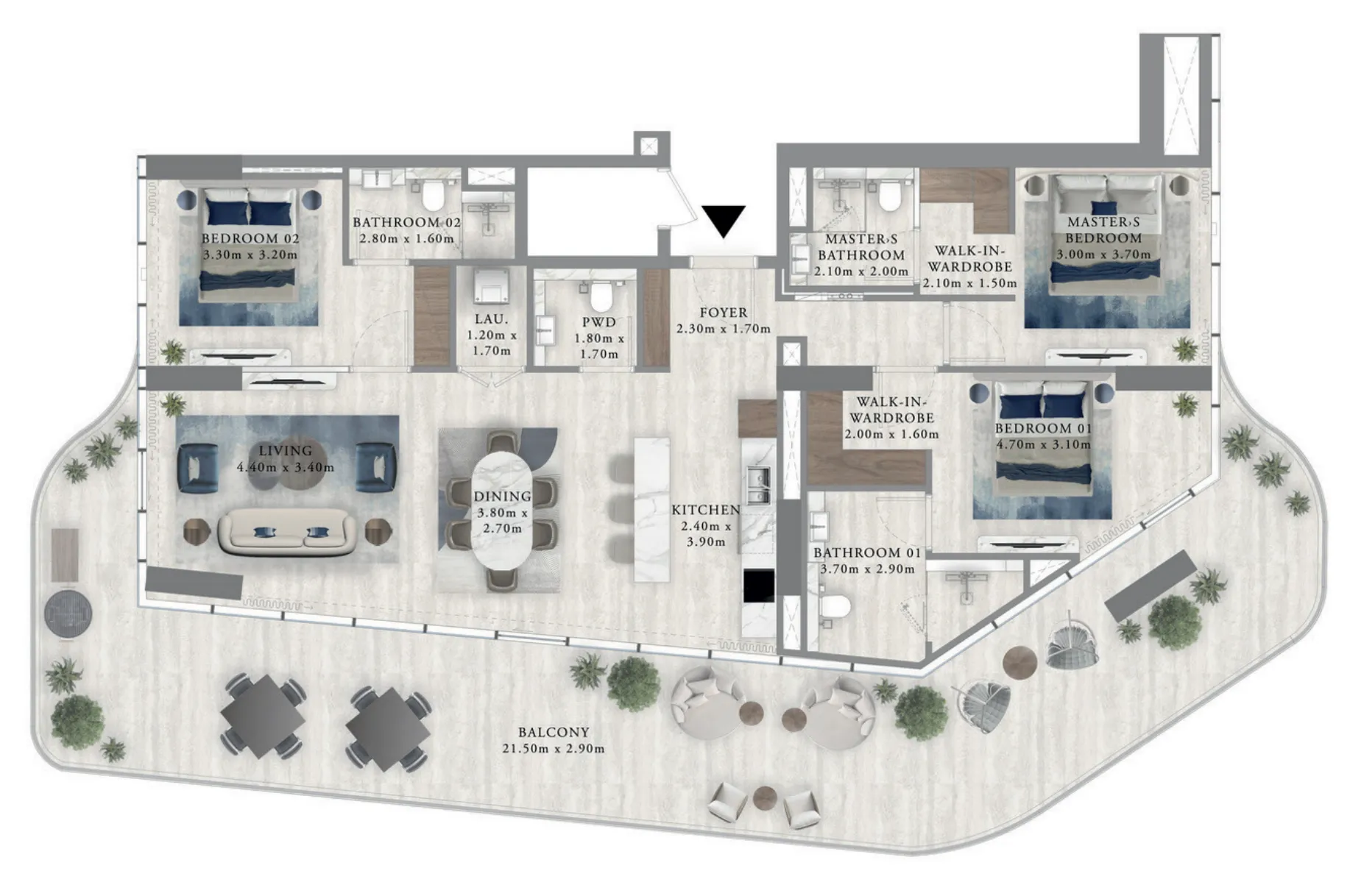 Royal Yacht Club Residence — планировка 3 BR Type 5