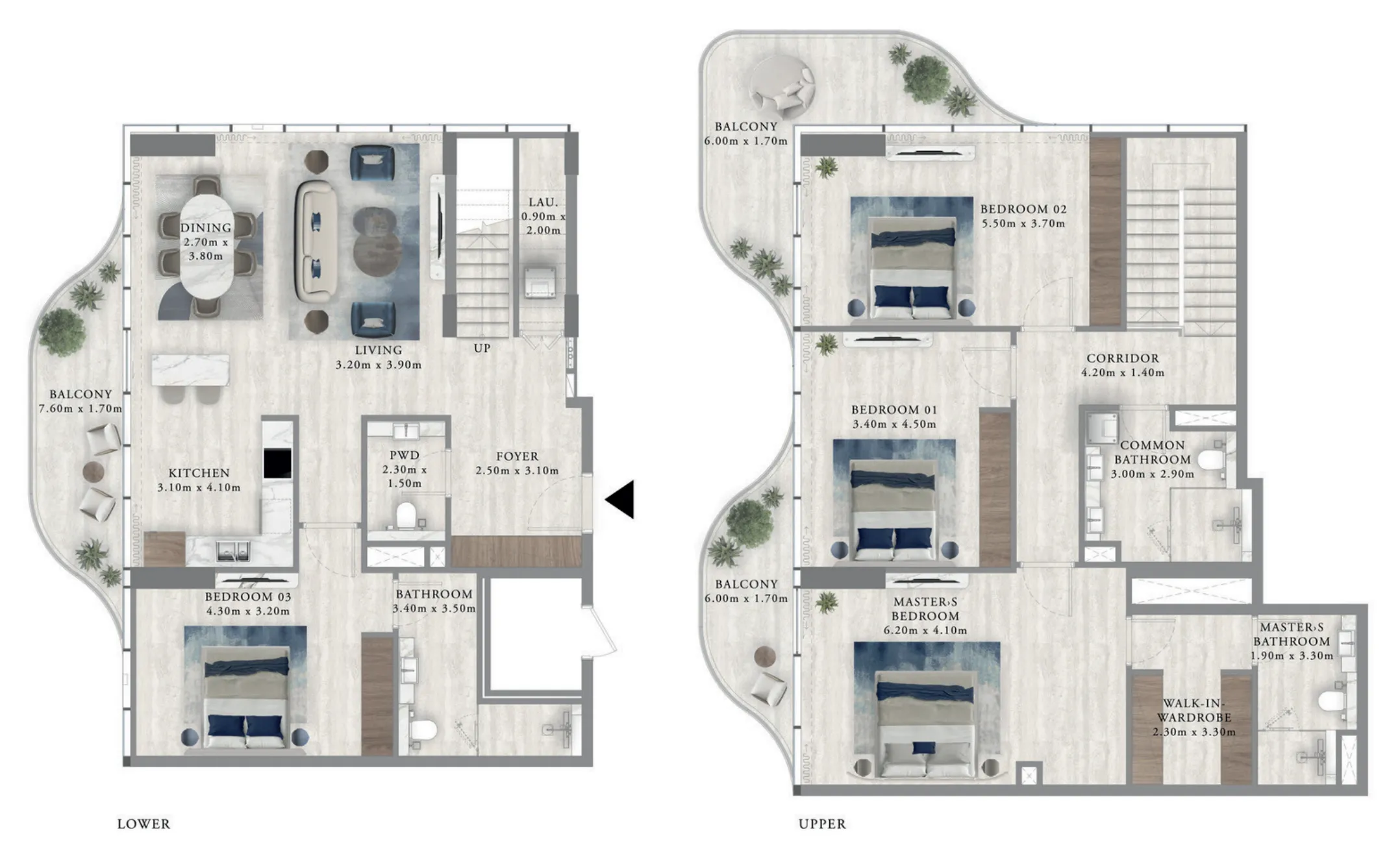 Royal Yacht Club Residence — планировка 4 BR Dup Type 2