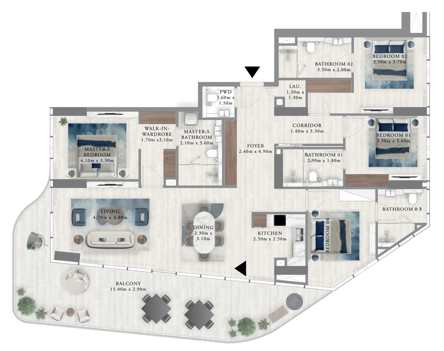Royal Yacht Club Residence — планировка 4 BR Type 4