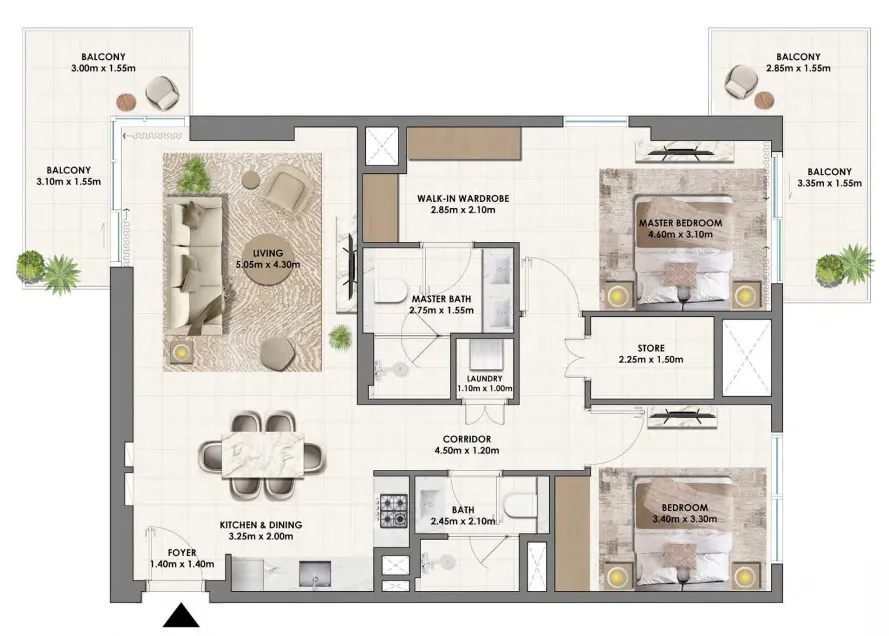 Parkwood Emaar — планировка 2 BR Type B