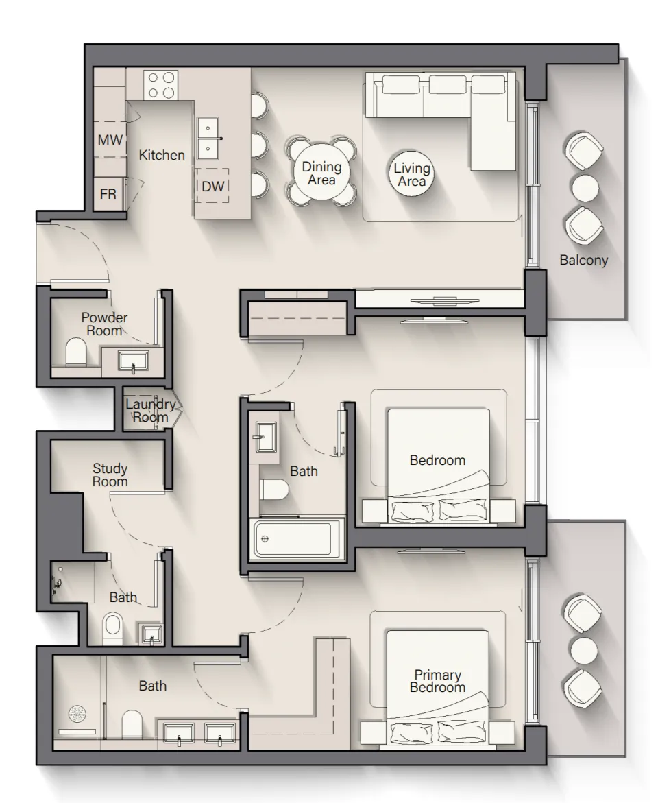 Playa Del Sol — планировка 2 BR Type D