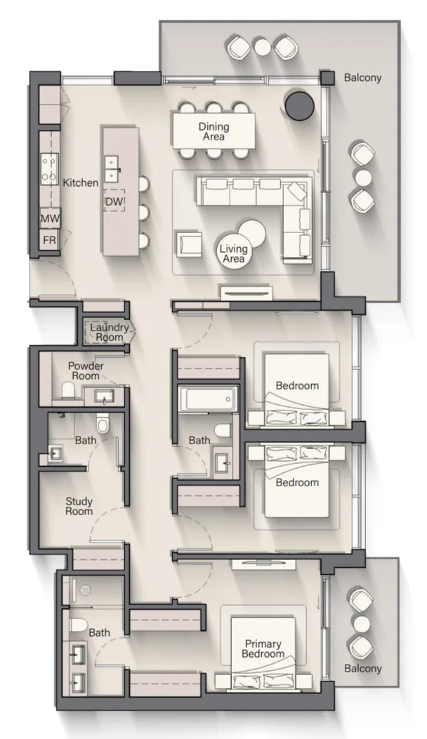 Playa Del Sol — планировка 3 BR Type D