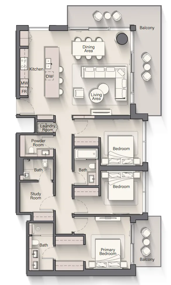 Playa Del Sol — планировка 3 BR Type E