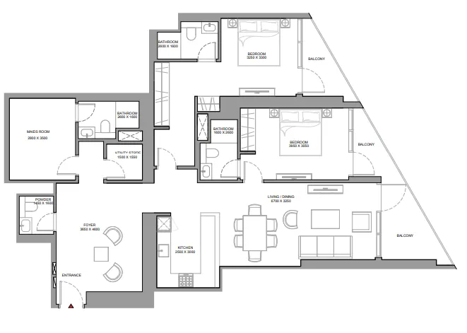 Skyvue Stellar — планировка 2 BR Type F