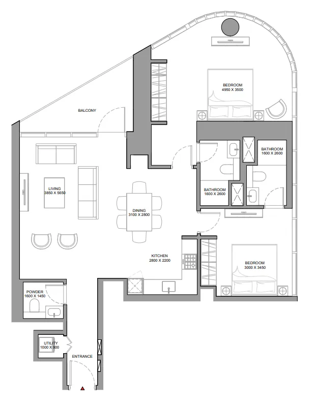 Skyvue Stellar — планировка 2 BR Type AM
