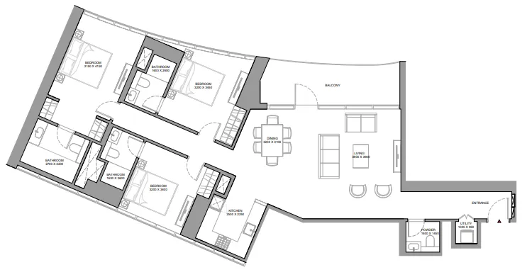 Skyvue Stellar — планировка 3 BR Type A