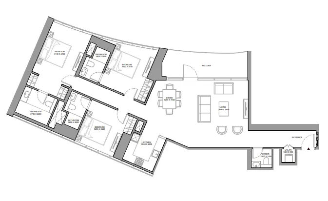 Skyvue Stellar — планировка 3 BR Type K