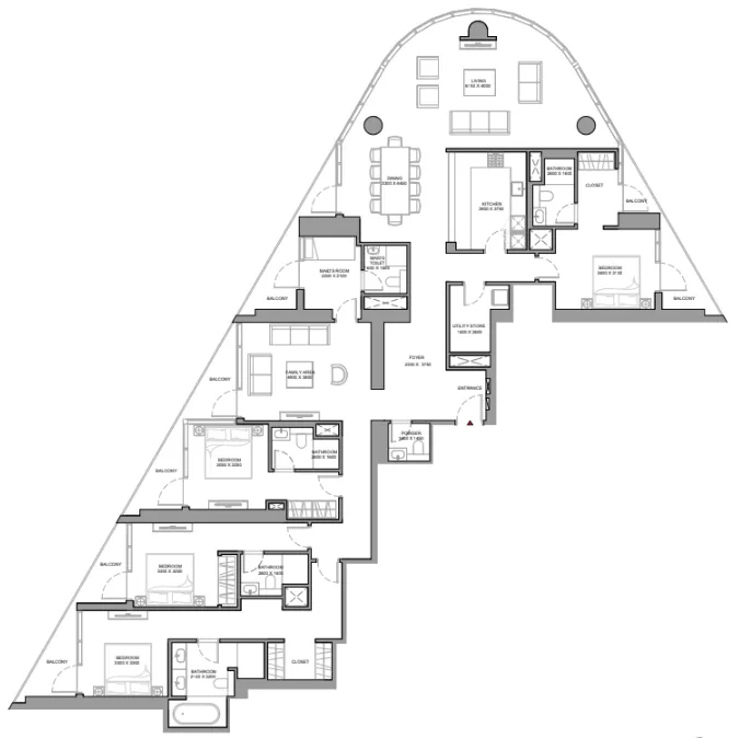 Skyvue Stellar — планировка 4 BR Type A