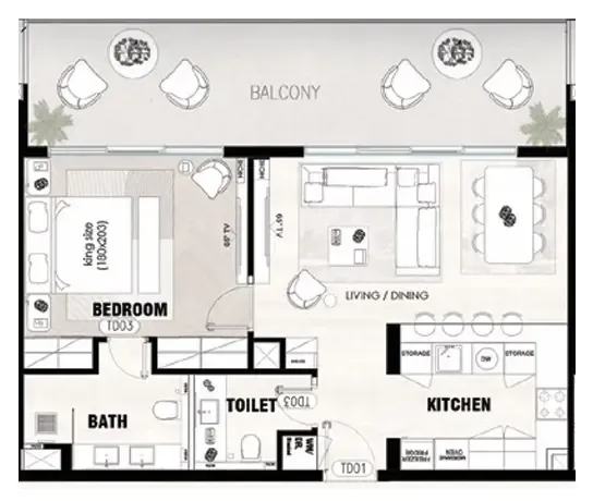 Solcasa Residence — планировка 1 BR Type A