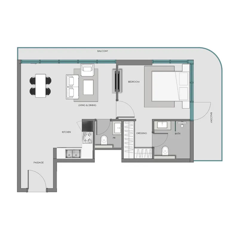 Samana Hills South 3 — планировка 1br unit 06_26