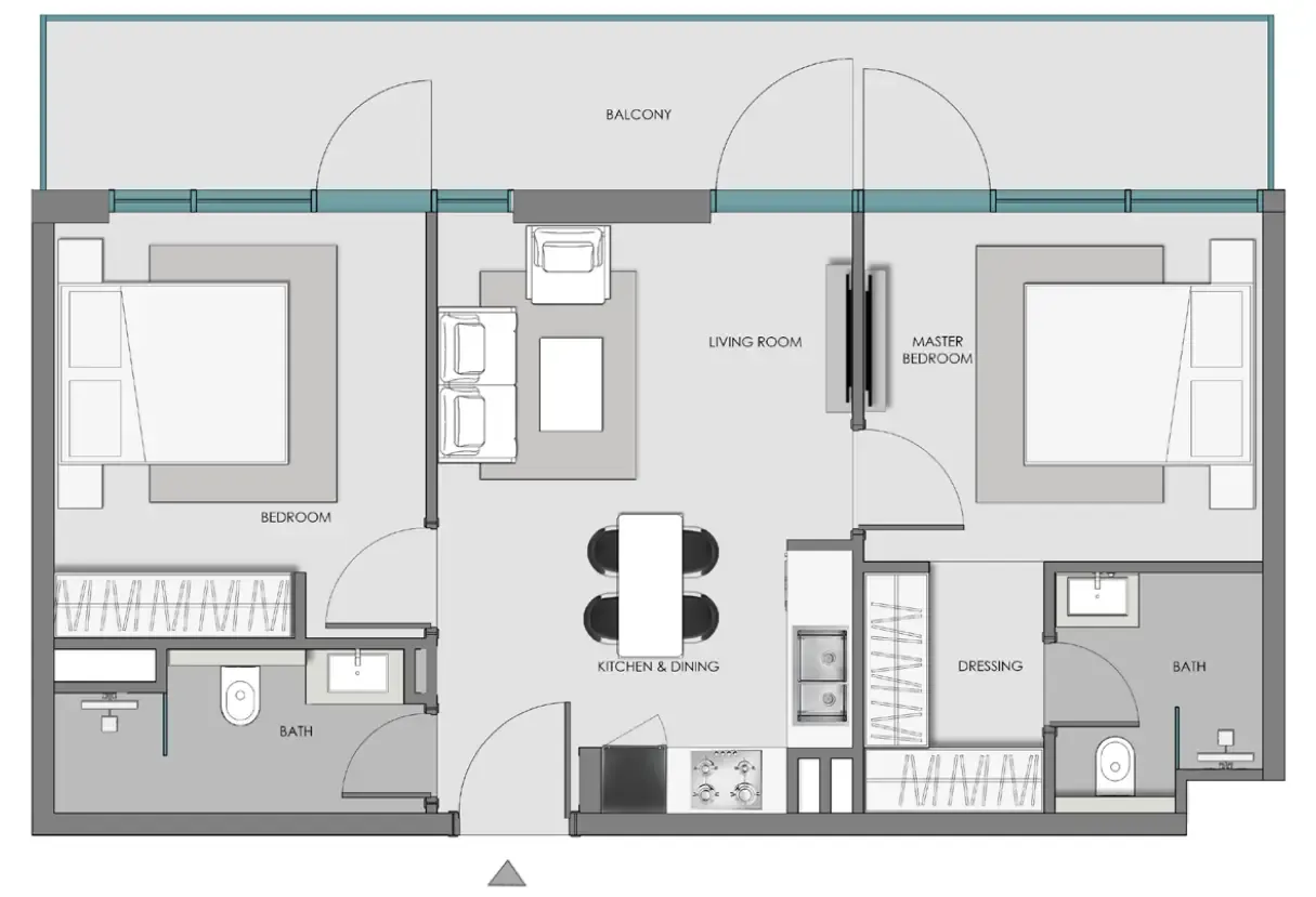 Samana Hills South 3 — планировка 2 BR Type A