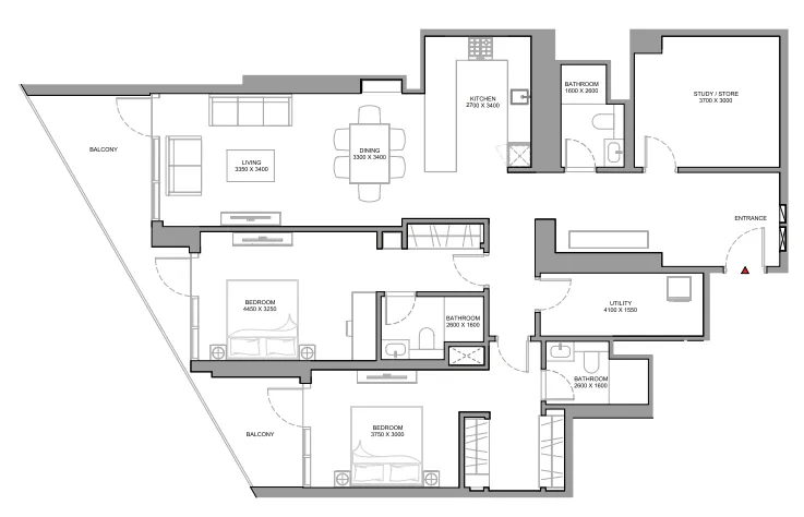 Skyvue Spectra — планировка 2 BR Type I