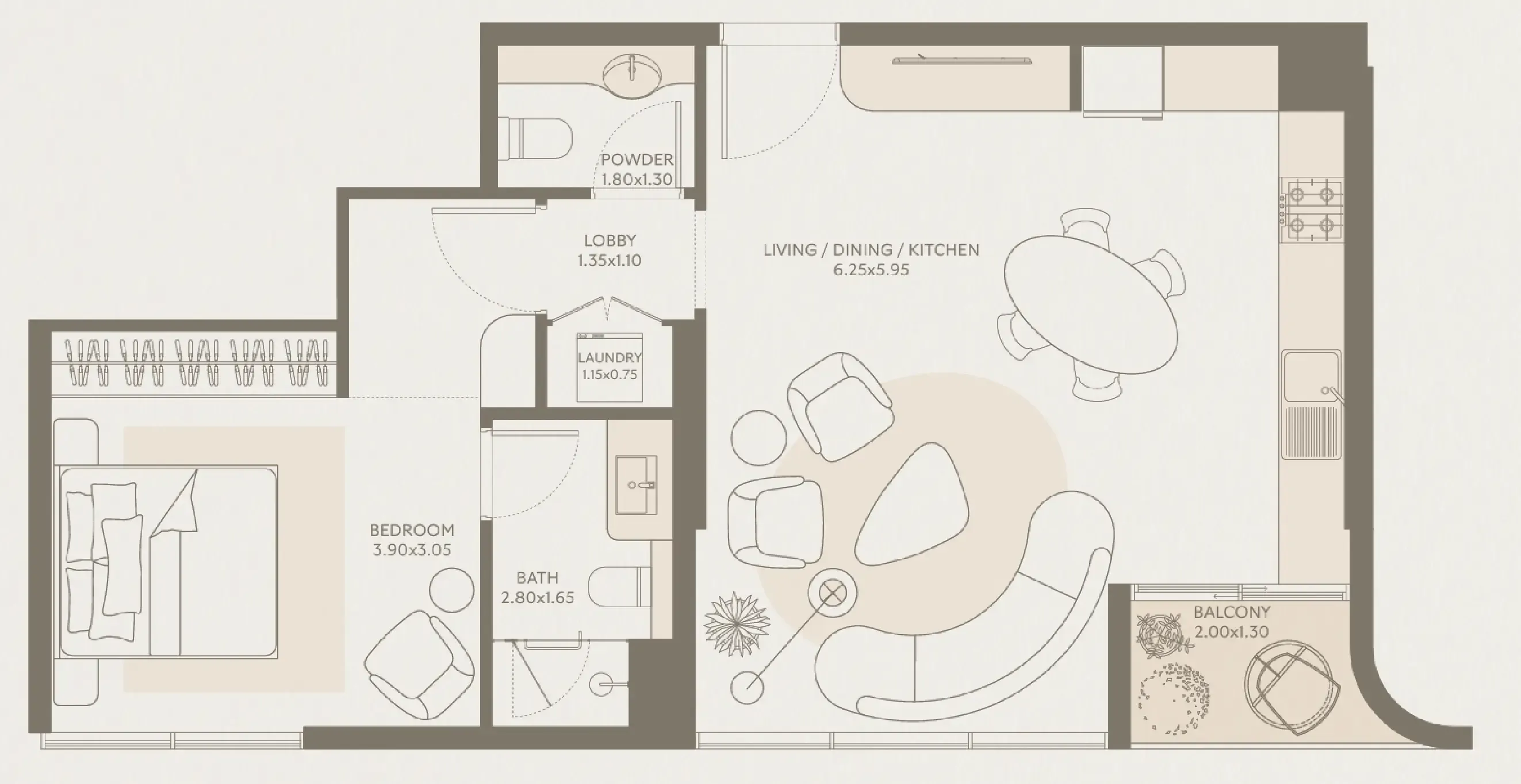 Symphony by Chaimaa — планировка 1 BR Type A