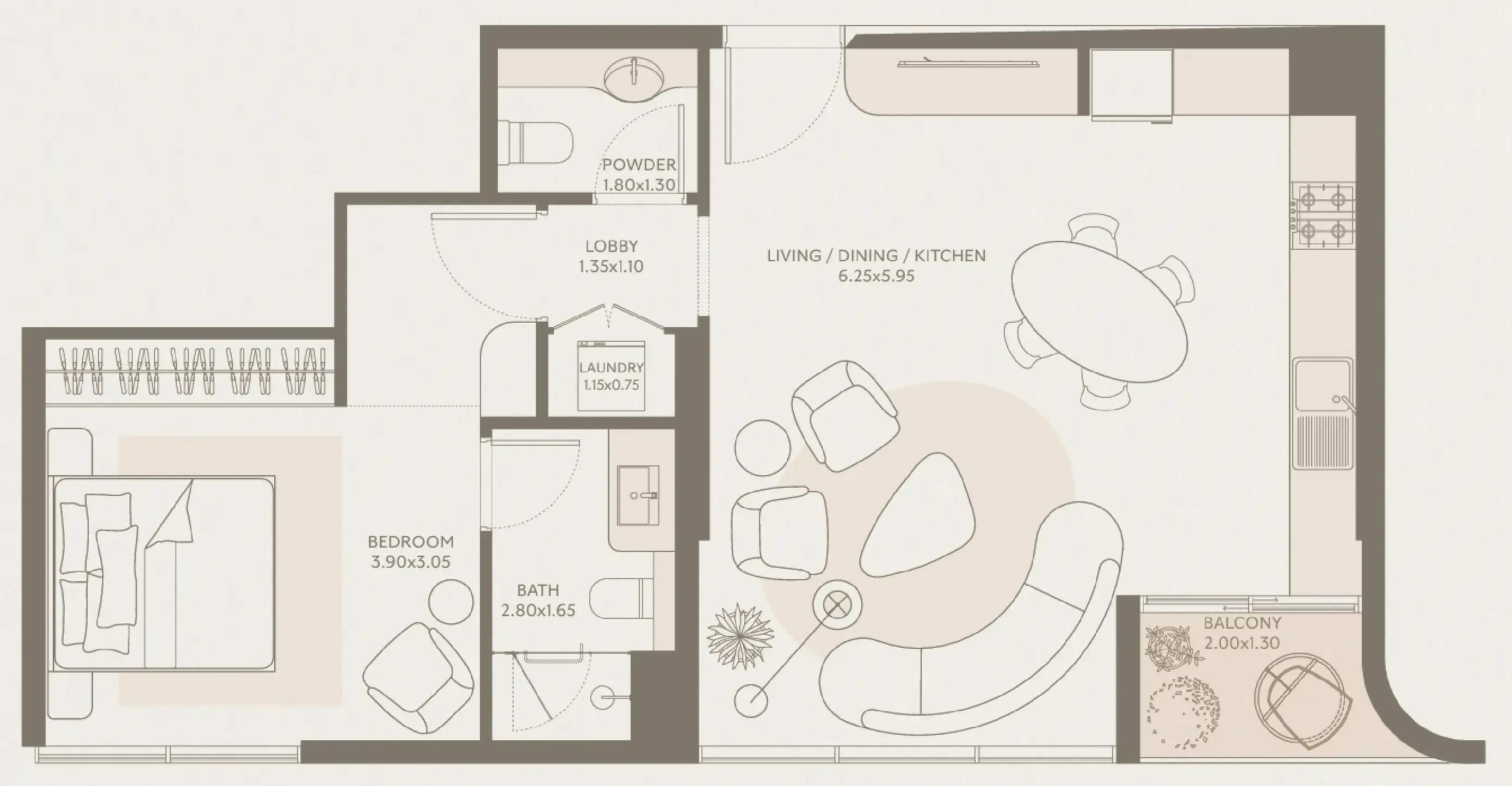 Symphony by Chaimaa — планировка 1 BR Type B