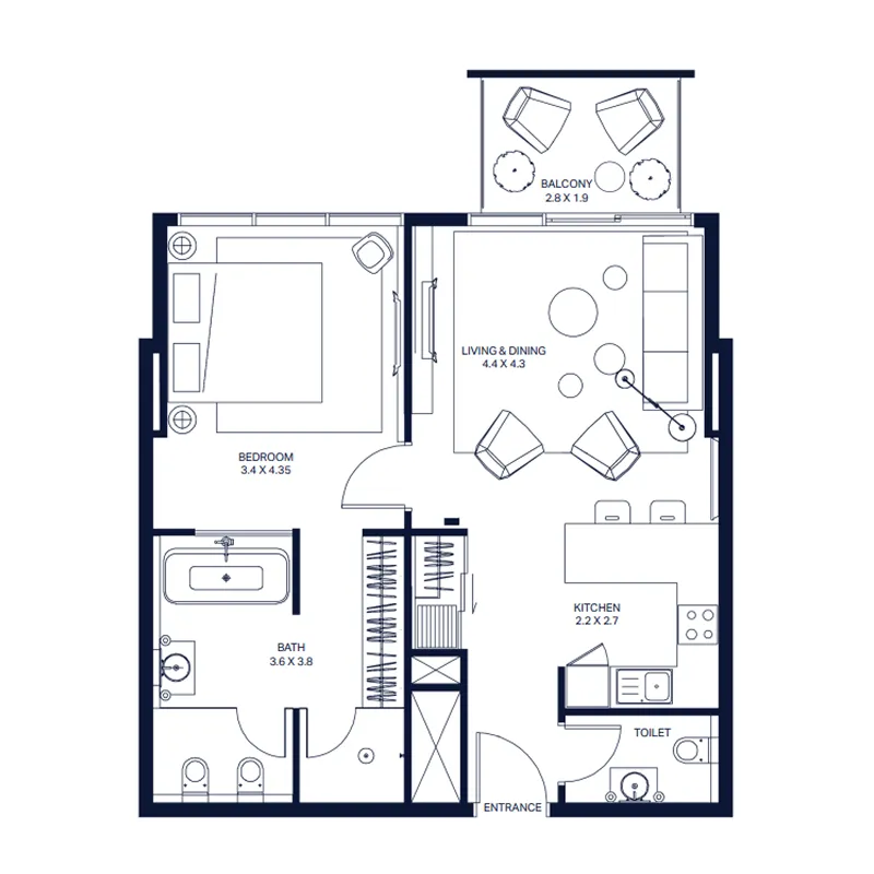 The Atria — планировка 1br_A2