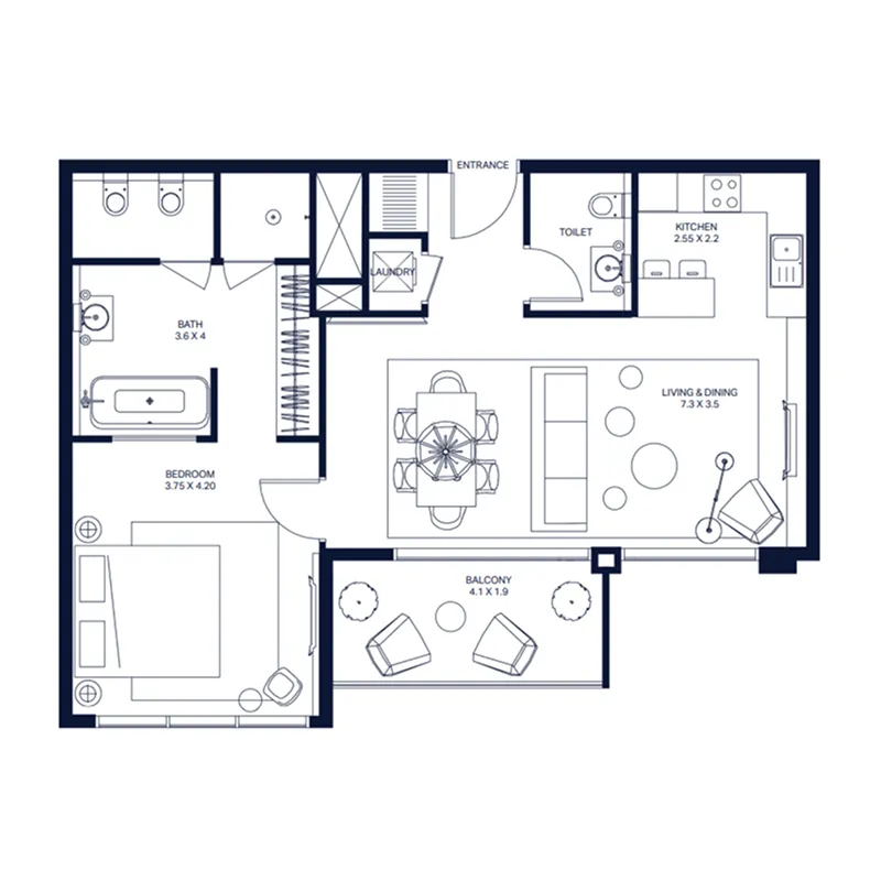The Atria — планировка 1br_B1