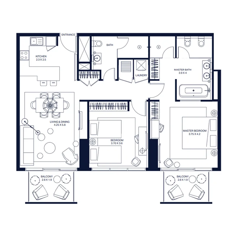 The Atria — планировка 2br_A1