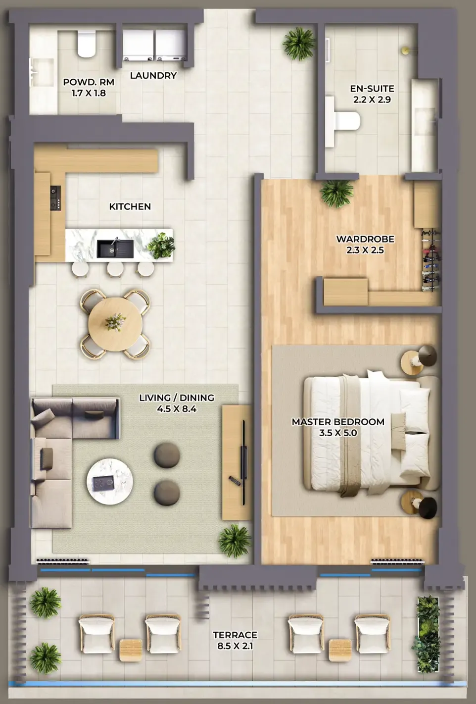 The Cape — планировка 1 BR Type B