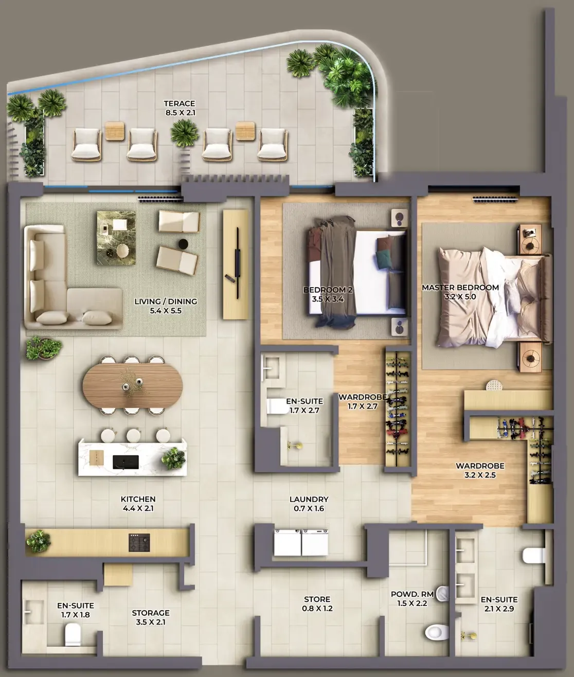 The Cape — планировка 2 BR Type A