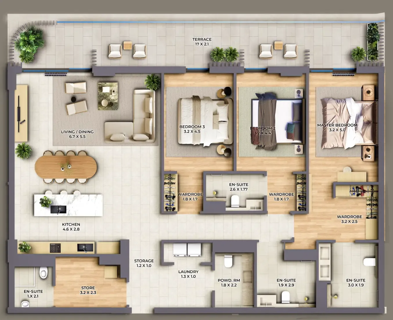 The Cape — планировка 3 BR Type A